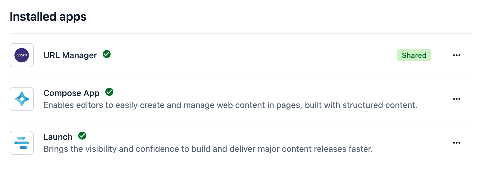 URL Manager Contentful app installed